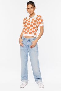 APRICOT/CREAM Cherry Checkered Sweater-Knit Top, image 4