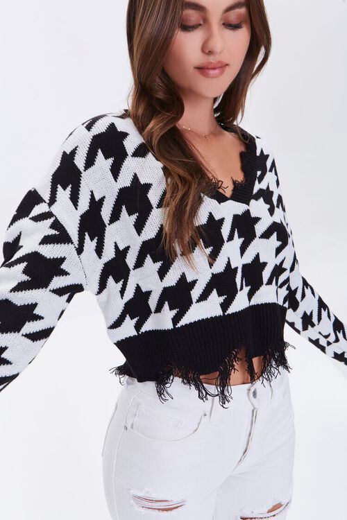 BLACK/WHITE Houndstooth Sharkbite Sweater, image 1