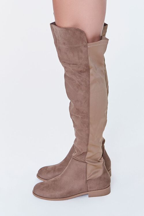 TAUPE Knee-High Faux Suede Boots, image 2