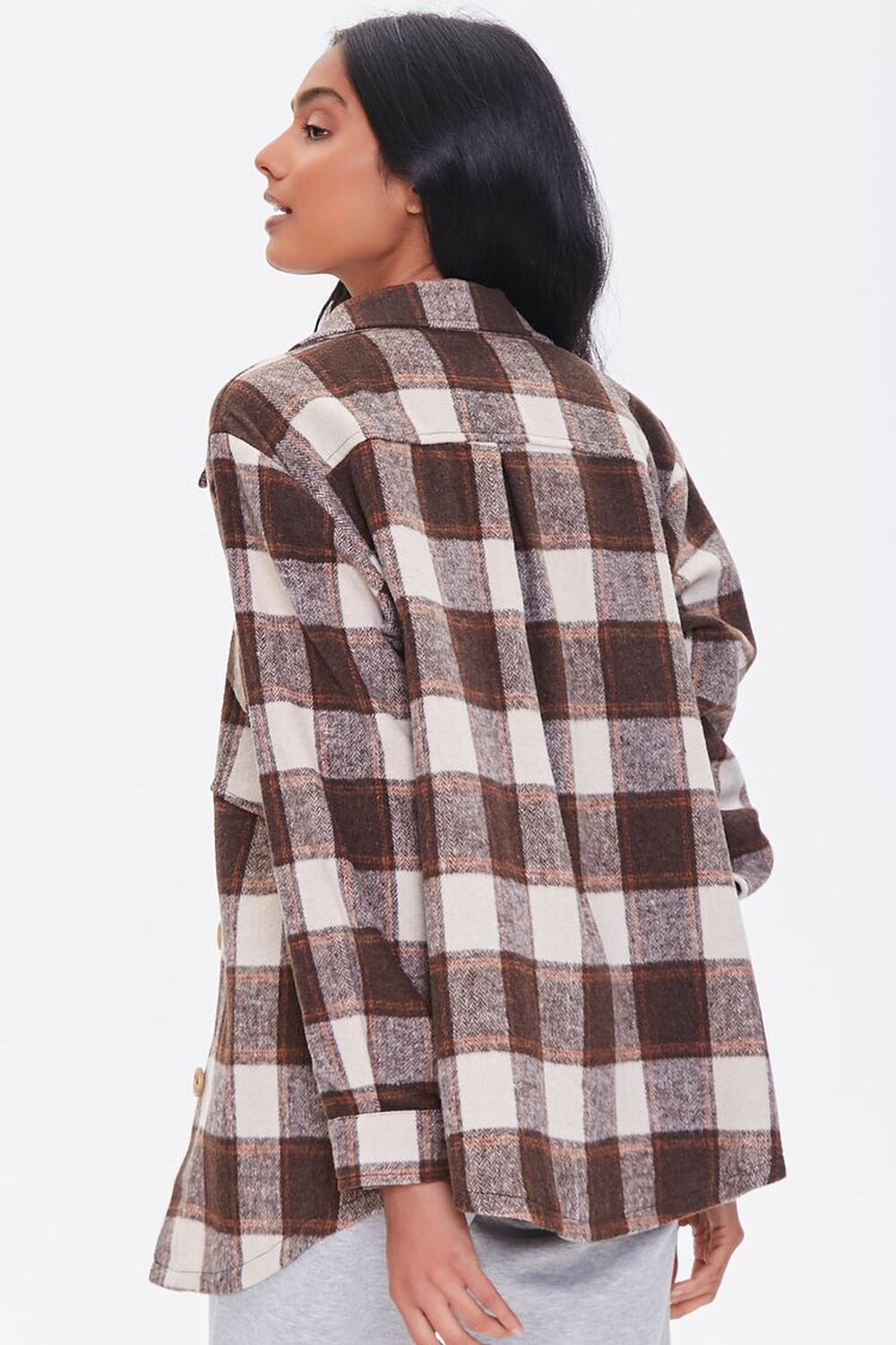 Plaid Button-Front Shacket, image 3