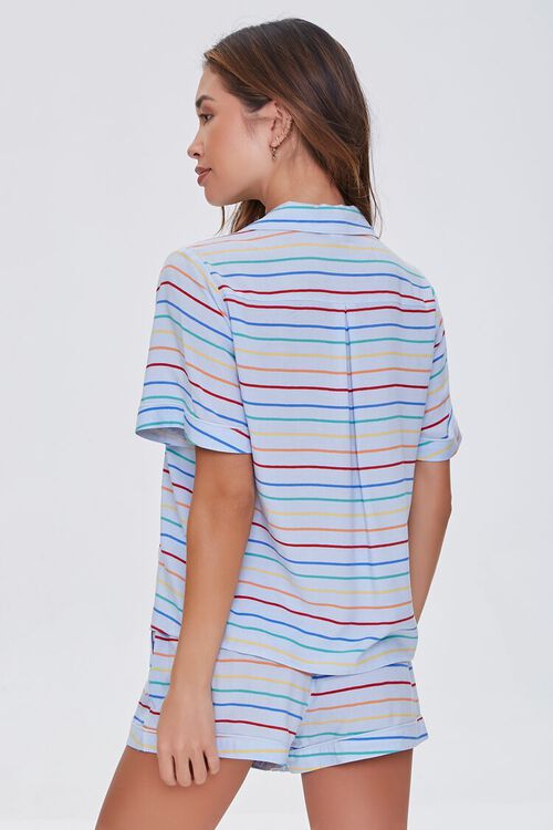 LIGHT BLUE/MULTI Striped Print Pajama Set, image 3