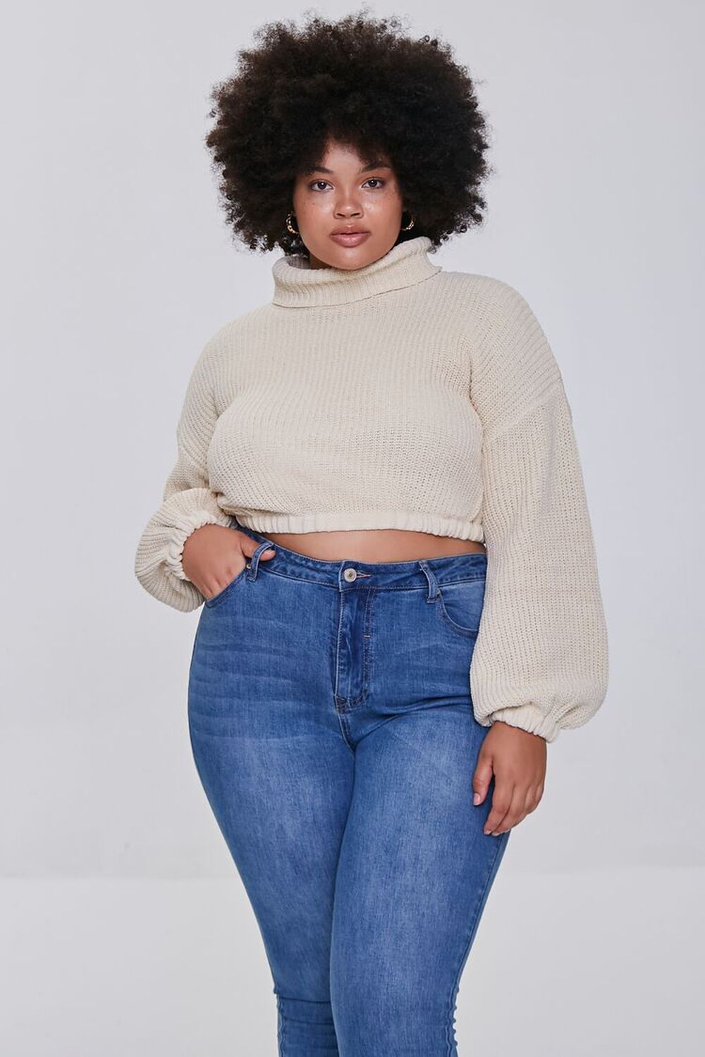 CREAM Plus Size Ribbed Turtleneck Sweater, image 1