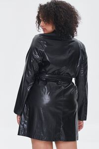 BLACK Plus Size Faux Leather Mini Dress, image 3