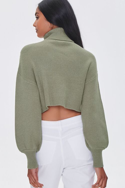 LIGHT OLIVE Turtleneck Cropped Sweater, image 3