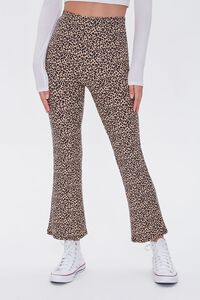 TAN/BLACK Leopard Print Flare Pants, image 2
