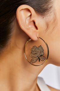 GOLD Rose Hoop Earrings, image 1