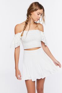 WHITE Flounce A-Line Mini Skirt, image 1