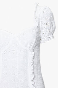 WHITE Eyelet Ruffle-Trim Mini Dress, image 3
