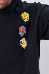 BLACK/MULTI Smiling Faces Embroidered Graphic Tee, image 6