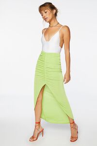 GREEN APPLE Ruched High-Low Skirt, image 5