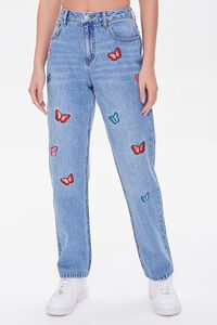 DENIM/MULTI Relaxed Butterfly Patch Jeans, image 2