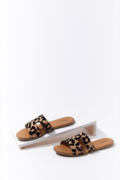 TAN/BLACK Leopard Faux Suede Sandals, image 3