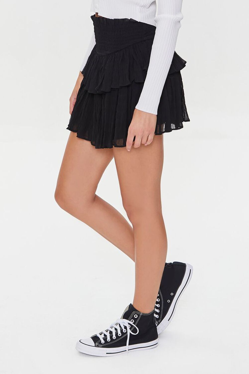 BLACK Tiered Ruffle Mini Skirt, image 3