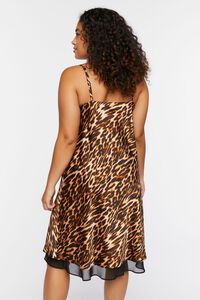 BROWN/MULTI Plus Size Leopard Print Slip Dress, image 3