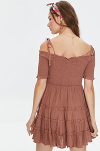 TAN Smocked Open-Shoulder Mini Dress, image 3