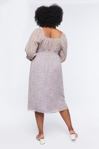 PURPLE/MULTI Plus Size Ditsy Floral Print Midi Dress, image 3