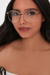 GOLD/CLEAR Round Reader Glasses, image 1