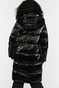 BLACK Longline Hooded Puffer Jacket, image 3