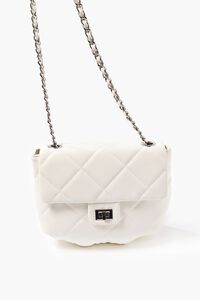 WHITE Quilted Faux Leather Crossbody Bag, image 5