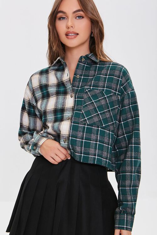 HUNTER GREEN/MULTI Colorblock Plaid Flannel Shirt, image 5