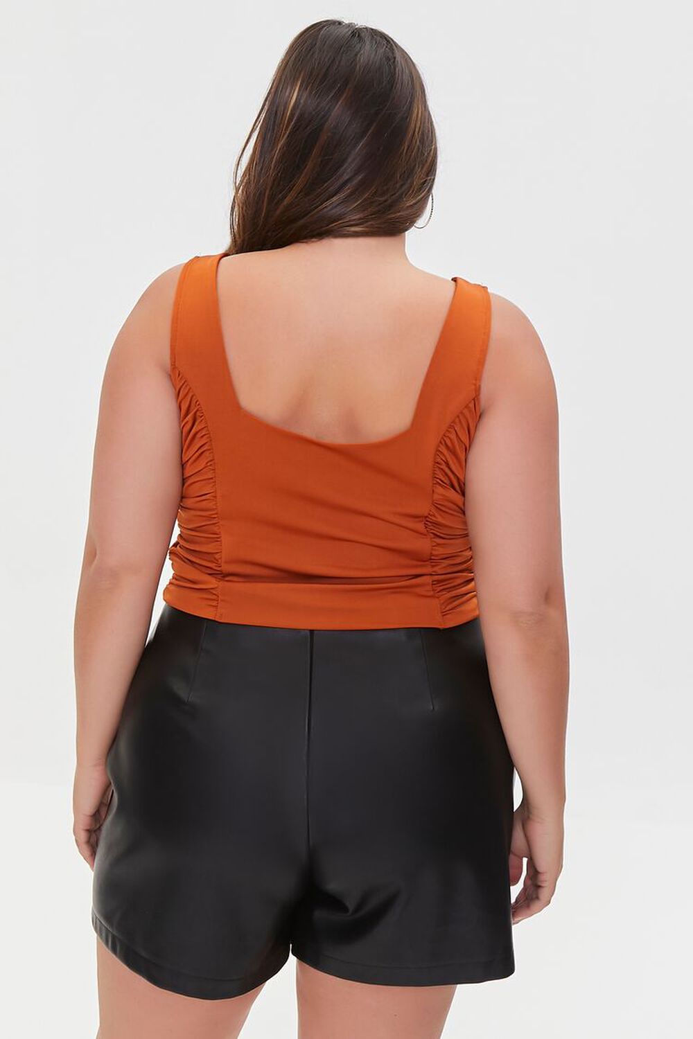 CHESTNUT Plus Size Ruched Crop Top, image 3