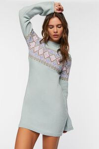 LIGHT BLUE/MULTI Fair Isle Sweater Mini Dress, image 5