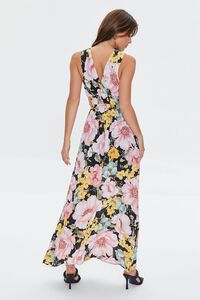 BLACK/MULTI Plunging Floral Maxi Dress, image 3
