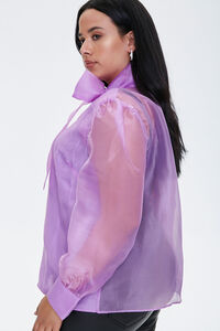 Plus Size Organza Pussycat Bow Top, image 2