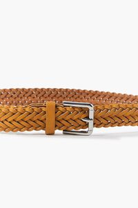 BROWN/SILVER Braided Faux Leather Hip Belt, image 3
