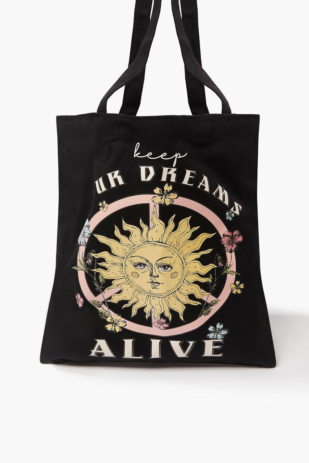 BLACK/MULTI Keep Your Dreams Alive Graphic Tote Bag, image 1