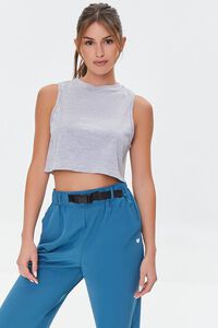 HEATHER GREY Active Cropped Muscle Tee, image 1