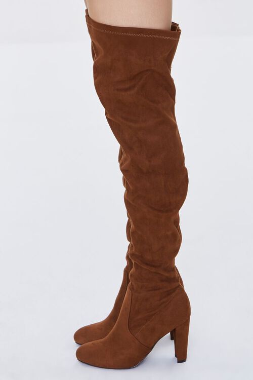 BROWN Faux Suede Over-the-Knee Boots, image 2