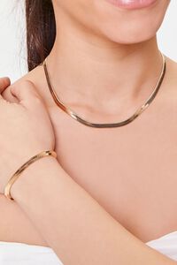 GOLD Snake Chain Necklace & Bracelet Set, image 1