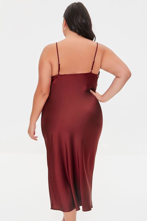 WINE Plus Size Satin Slip Dress, image 3