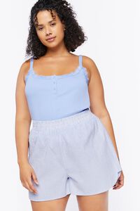 BLUE/WHITE Plus Size Pinstriped Shorts, image 6