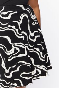 BLACK/WHITE Plus Size Abstract Print Mini Skirt, image 6