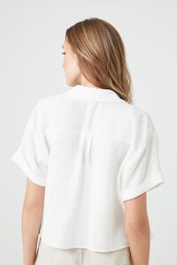 WHITE Textured Boxy Short-Sleeve Shirt, image 3