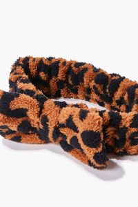 BROWN/MULTI Leopard Print Bow Plush Headwrap, image 2