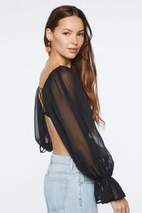 BLACK Sweetheart Lace-Back Crop Top, image 2