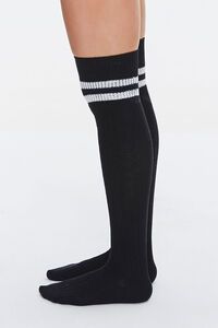 BLACK/WHITE Over-the-Knee Striped Socks, image 2