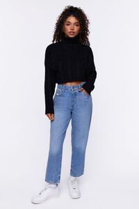 BLACK Cropped Cable Knit Sweater, image 4