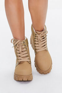 KHAKI Lug Sole Lace-Up Ankle Boots, image 4