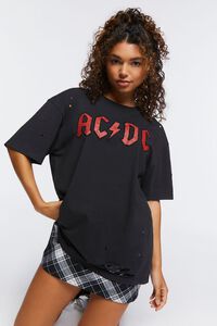 BLACK/RED ACDC Distressed Graphic Tee, image 1