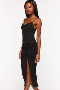 BLACK Ruched Cowl Neck Cami Midi Dress, image 2