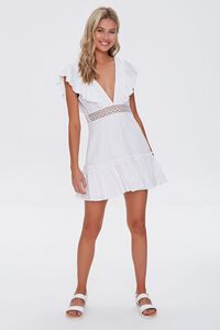 WHITE Ruffled Lace-Trim Cap-Sleeve Dress, image 4