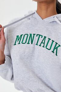 HEATHER GREY/GREEN Embroidered Montauk Cropped Hoodie, image 5