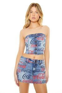MEDIUM DENIM/MULTI Coca-Cola Mini Denim Skirt, image 4