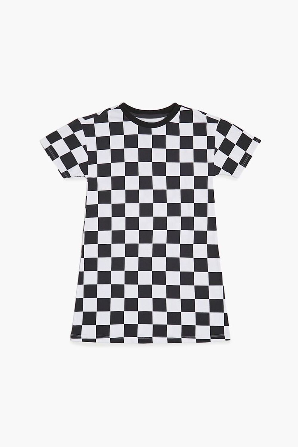 WHITE/BLACK Girls Checkered Print T-Shirt Dress (Kids), image 1