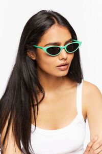 GREEN/BLACK Cat-Eye Frame Sunglasses, image 2
