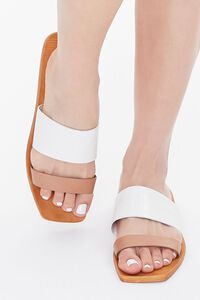 TAN/WHITE Square Dual-Strap Sandals, image 4